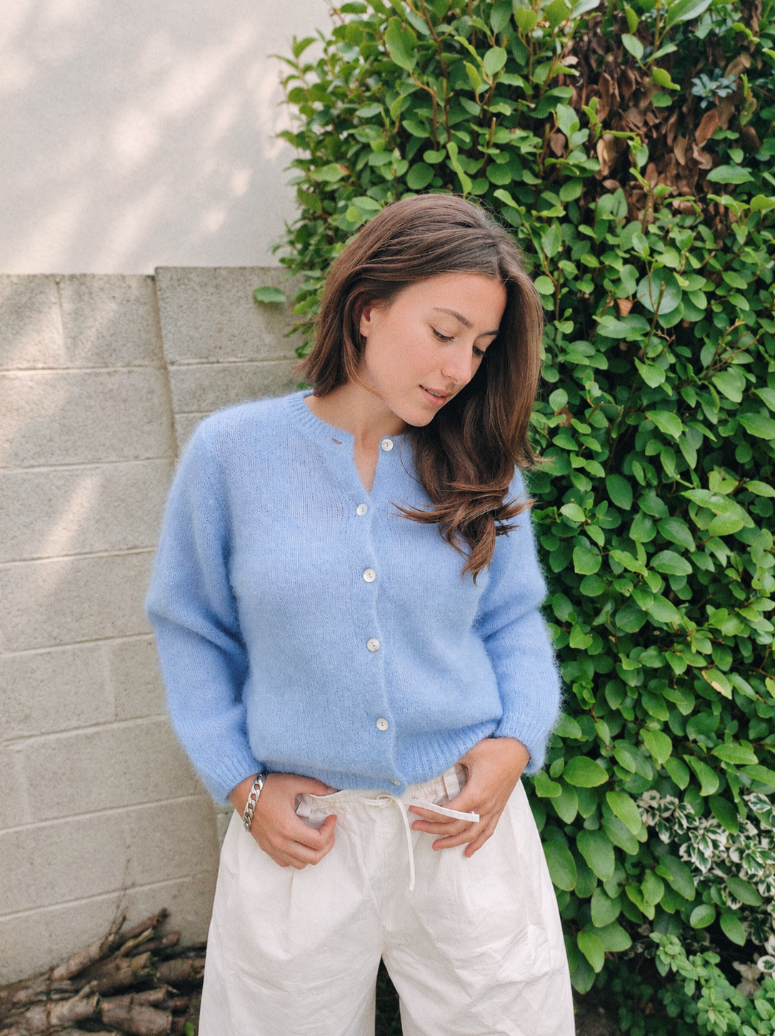 Diffusion by Kate Cardigan One Size Sophie Mohair Cardigan in Sky Blue