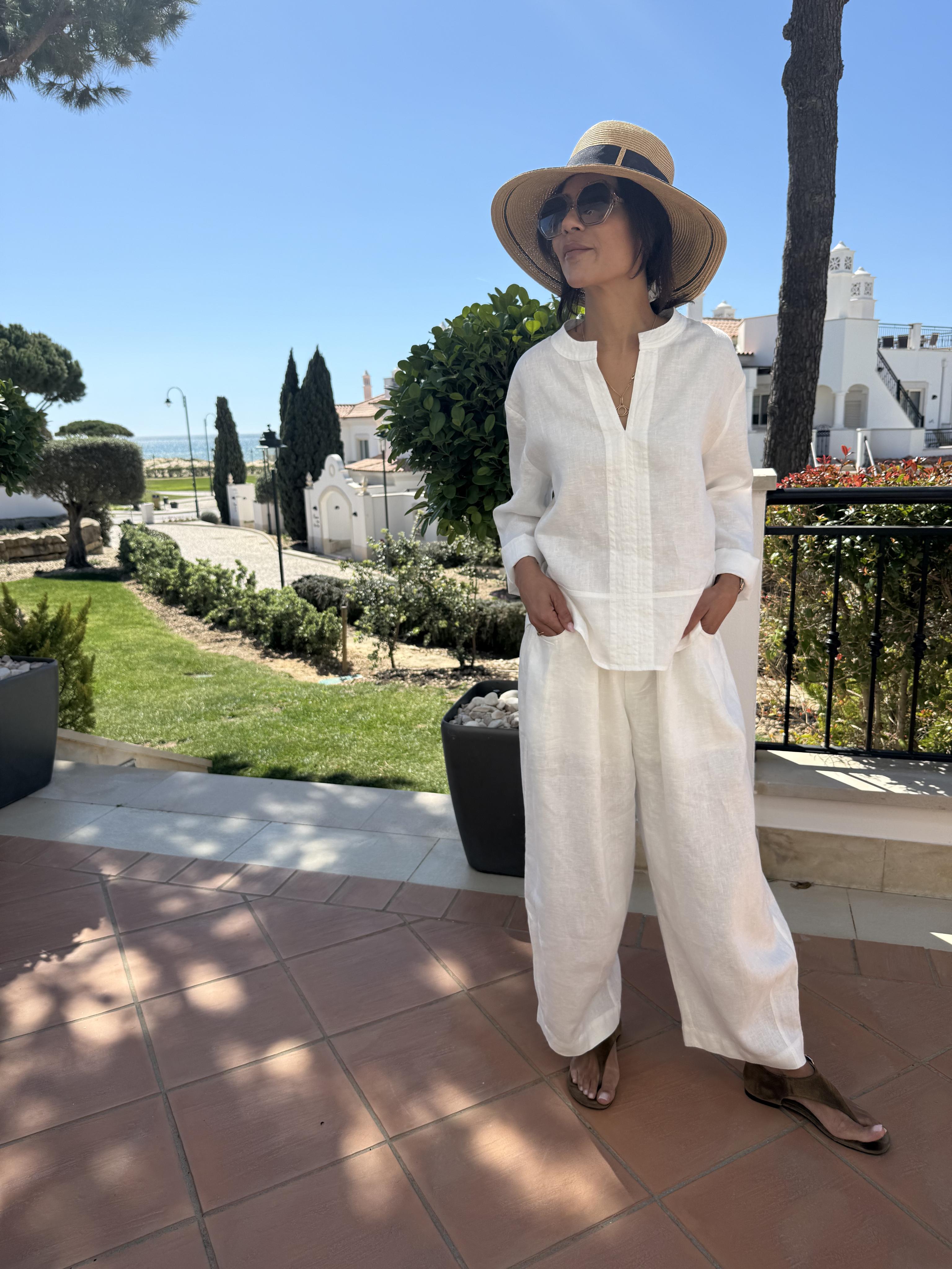 Diffusion by Kate S/M Maggie Linen Long Sleeve Shirt in White