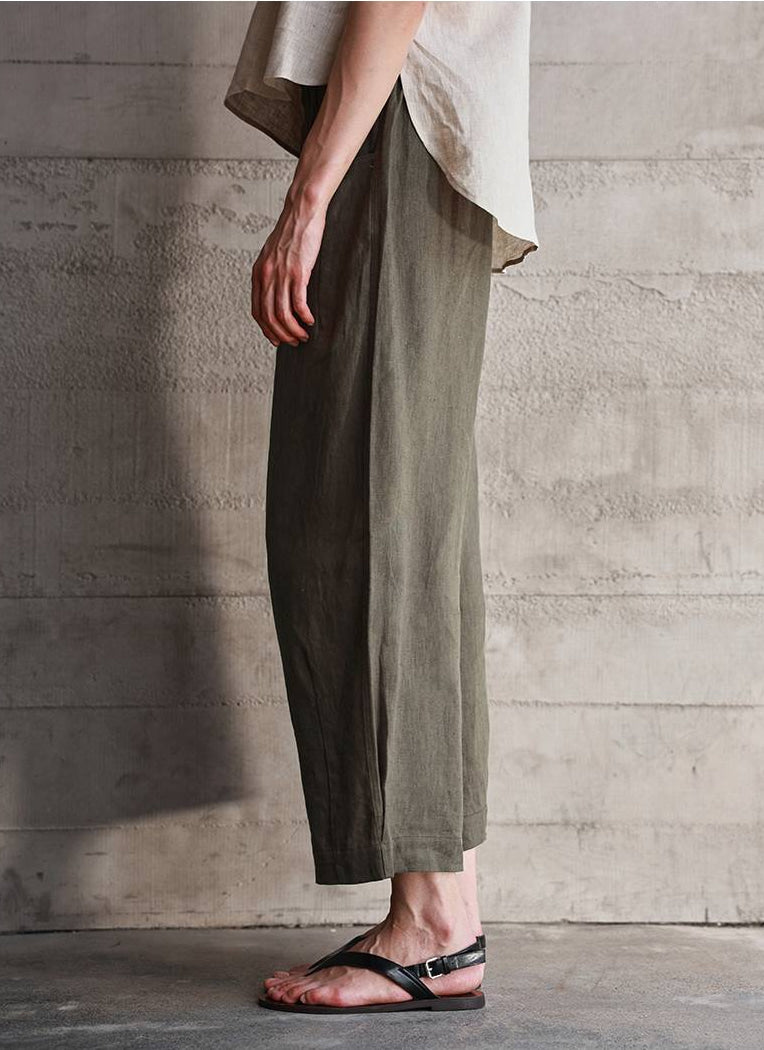 Diffusion by Kate Pants Frankie Pure Linen Pants in Olive Green