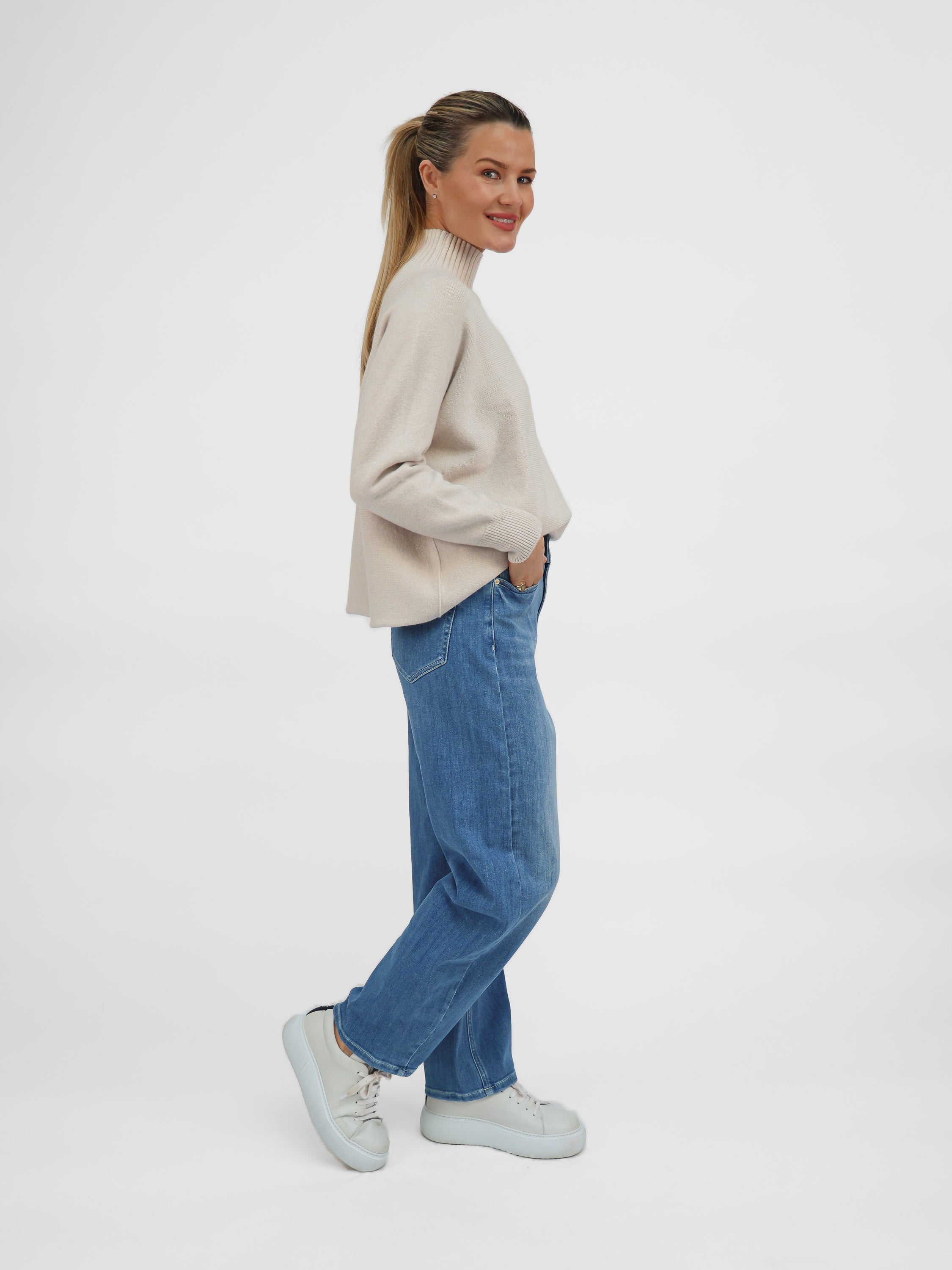 Diffusion by Kate Sweater One Size Josep Long Sleeve Sweater in Sand