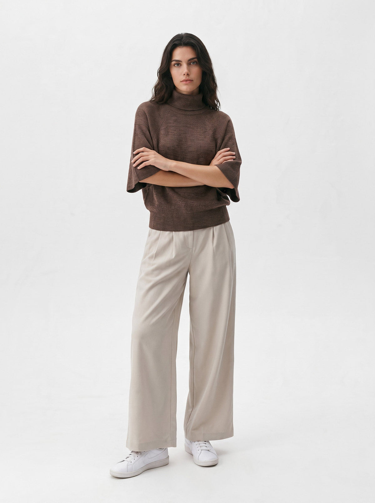 Diffusion by Kate Sweater Margot Pure Wool Cape Sweater in Chocolate Brown
