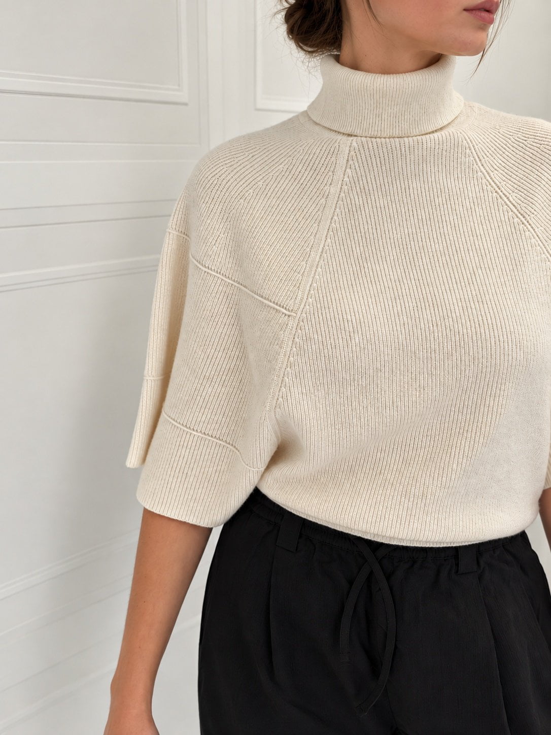 Diffusion by Kate Sweater Margot Pure Wool Cape Sweater in Cream
