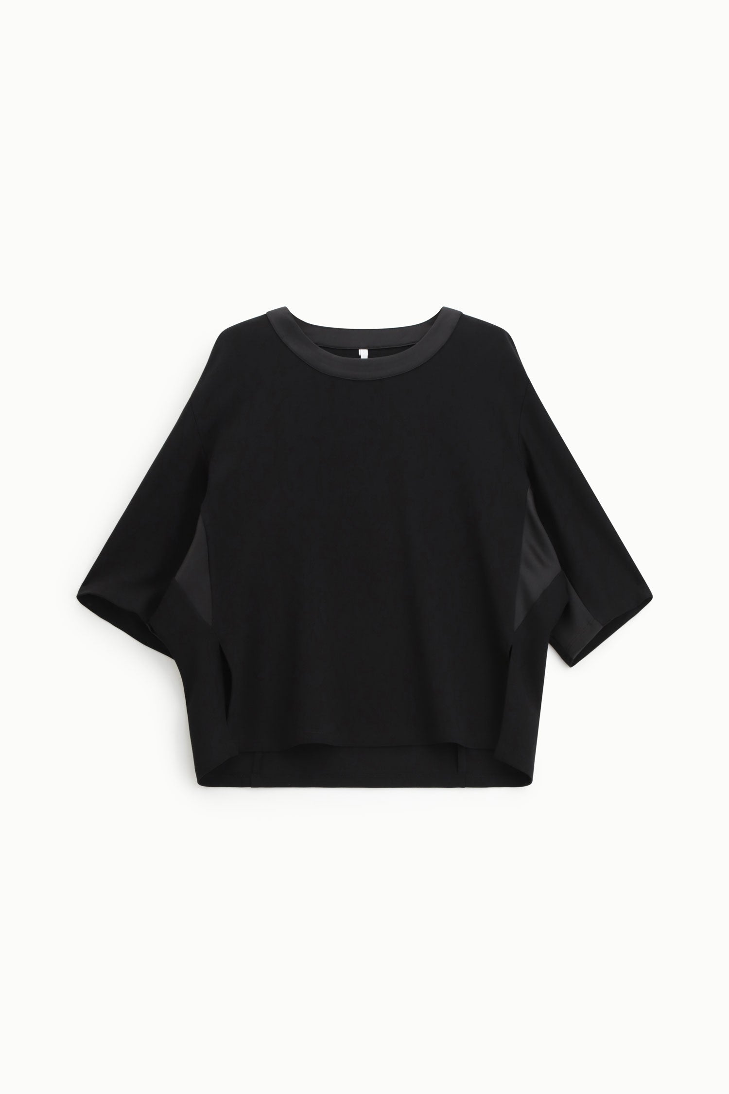 Italian Collection Sweatshirt Tunic Top – Black with Satin Side & Trim