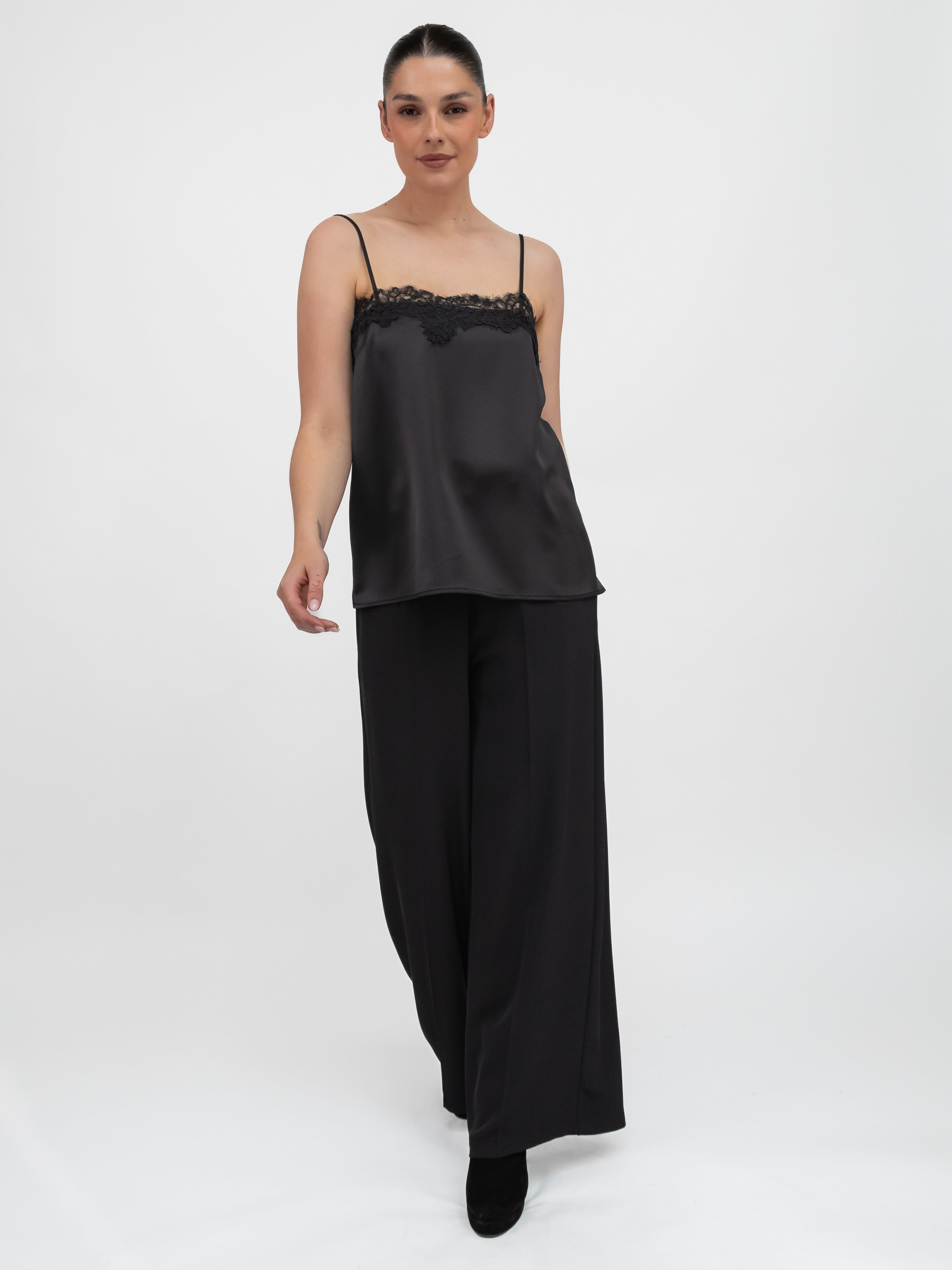 Italian Collection Trousers Palazzo Trousers High Waist Wide Leg in Black