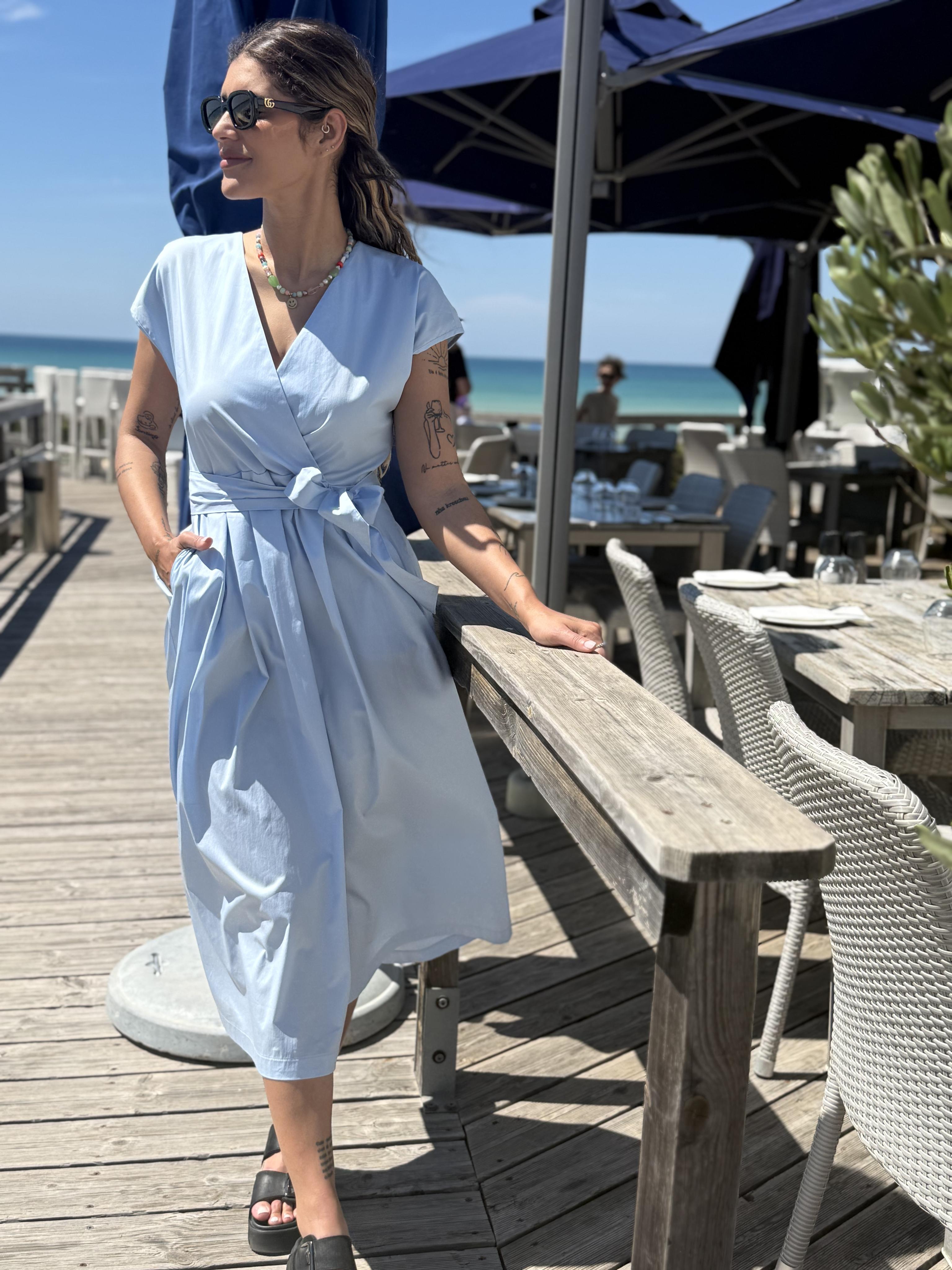 Jane Lushka Dress Poplin Long Dress 2945 in Light Blue