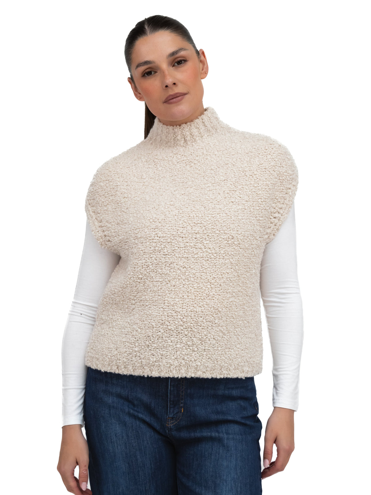 Jane Lushka Tank Top Boucle Vest in Off White