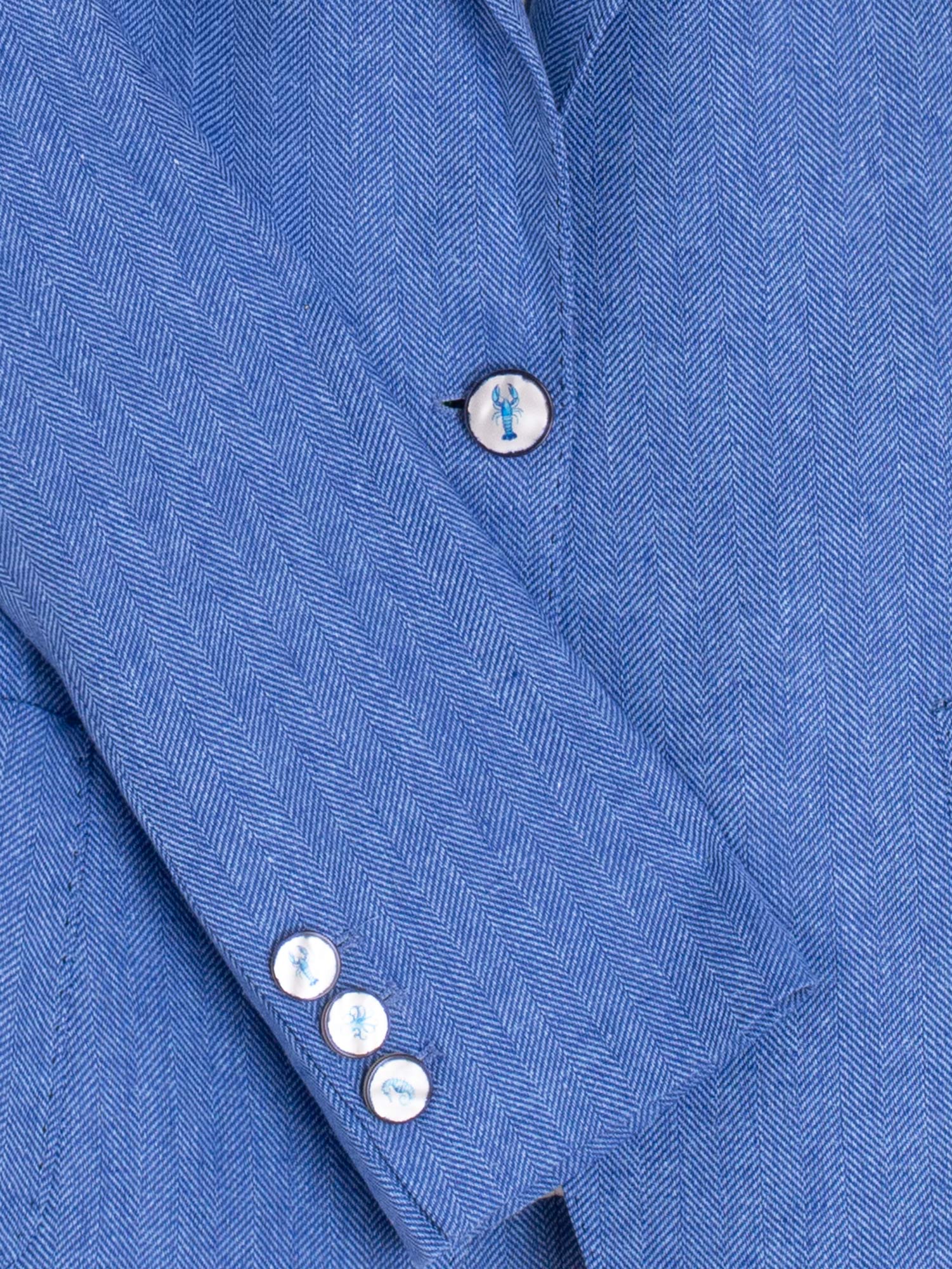 Vilagallo Jacket Gadea Herringbone Linen Blend Blazer in Sky Blue