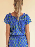 Aspiga Top Ilana Printed Organic Cotton Top in Blue/Green