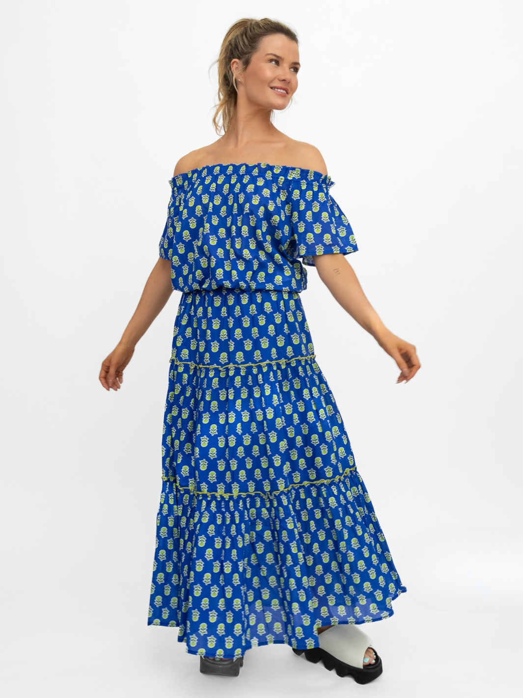 Aspiga Top Ilana Printed Organic Cotton Top in Blue/Green