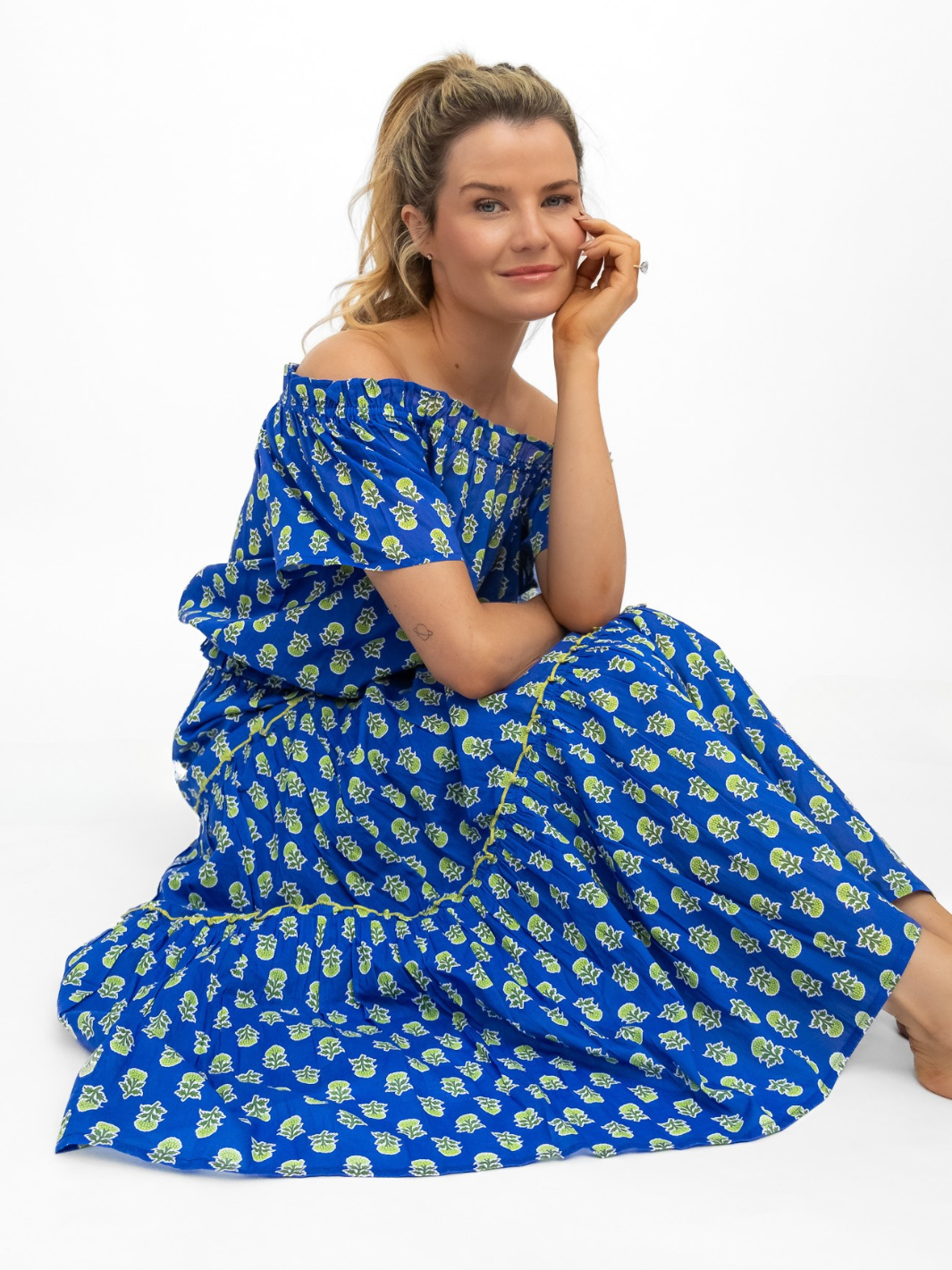 Aspiga Top Ilana Printed Organic Cotton Top in Blue/Green