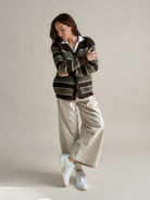 Diffusion by Kate Cardigan One Size Freya Striped Cardigan in Coffee & Olive