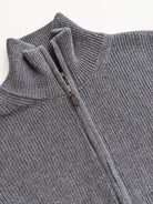 Diffusion by Kate Cardigan Pure Wool Zip Funnel Neck Cardigan in Carbon Grey