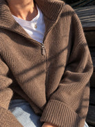Diffusion by Kate Cardigan Romy Pure Wool Zip Cardigan in Coffee Melange