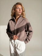 Diffusion by Kate Cardigan Romy Pure Wool Zip Cardigan in Coffee Melange