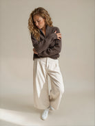 Diffusion by Kate Cardigan Romy Pure Wool Zip Cardigan in Coffee Melange