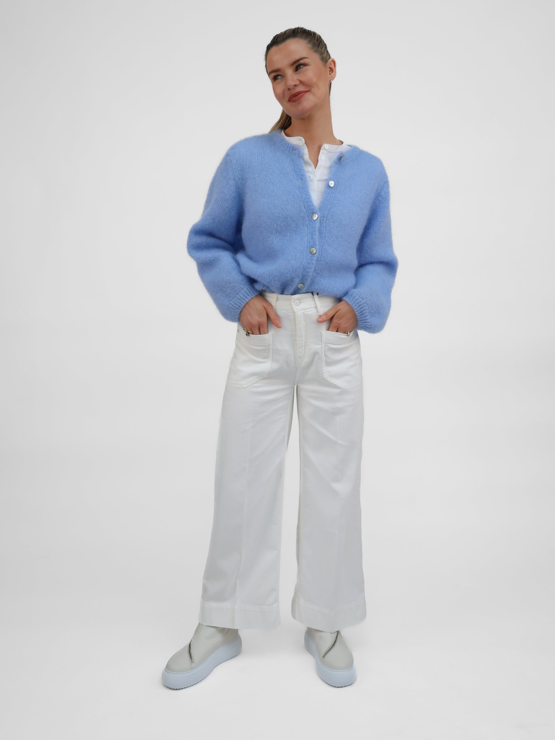 Diffusion by Kate Cardigan One Size Sophie Mohair Cardigan in Sky Blue