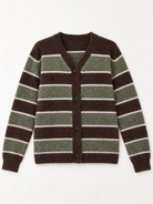Diffusion by Kate Cardigan One Size Striped Oversize Cardigan in Coffee/Olive Green