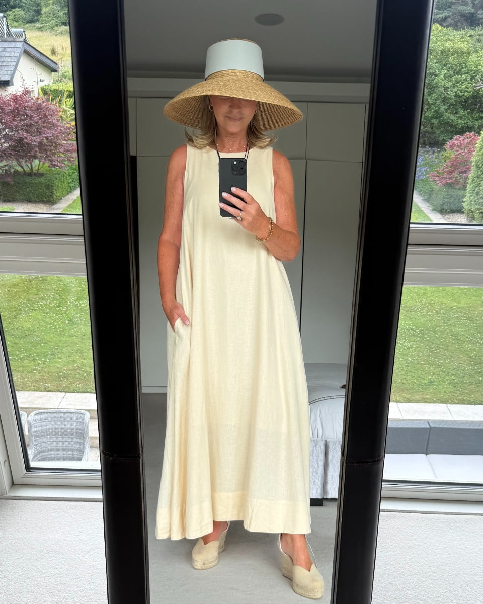 Diffusion by Kate Dress One Size Robin Linen Mix Dress in Vanilla