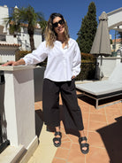 Diffusion by Kate One Size Jess Long Sleeve Cotton Shirt in White