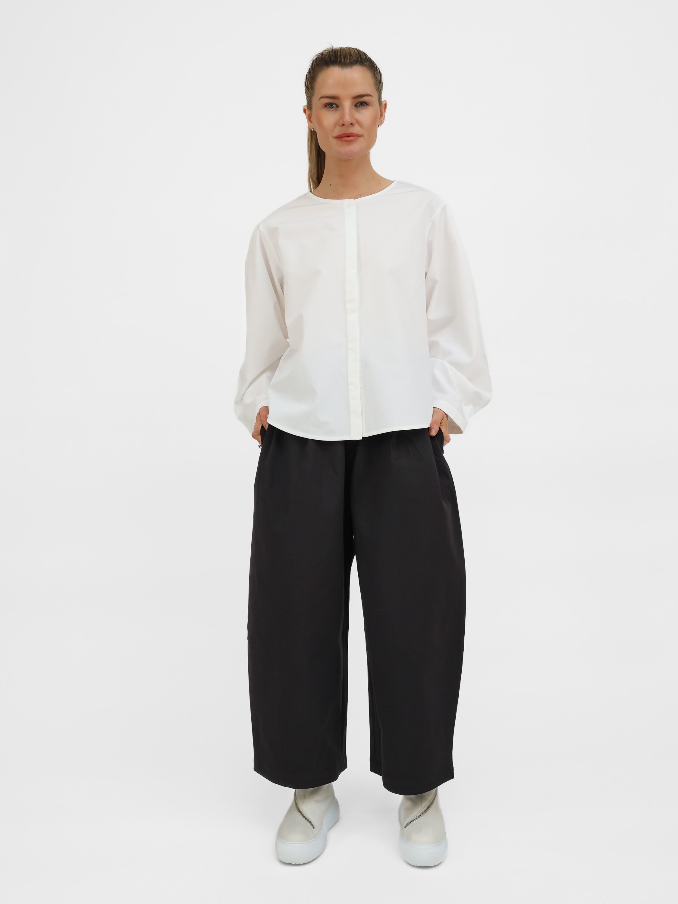 Diffusion by Kate One Size Jess Long Sleeve Cotton Shirt in White
