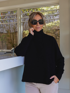 Diffusion by Kate Knitwear One Size Josep Long Sleeve Knit Sweater In Black