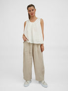 Diffusion by Kate Pants Frankie Pure Linen Wide-Leg Pants in Sand