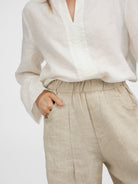 Diffusion by Kate Pants Frankie Pure Linen Wide-Leg Pants in Sand