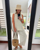 Diffusion by Kate Pants Frankie Pure Linen Wide-Leg Pants in Sand