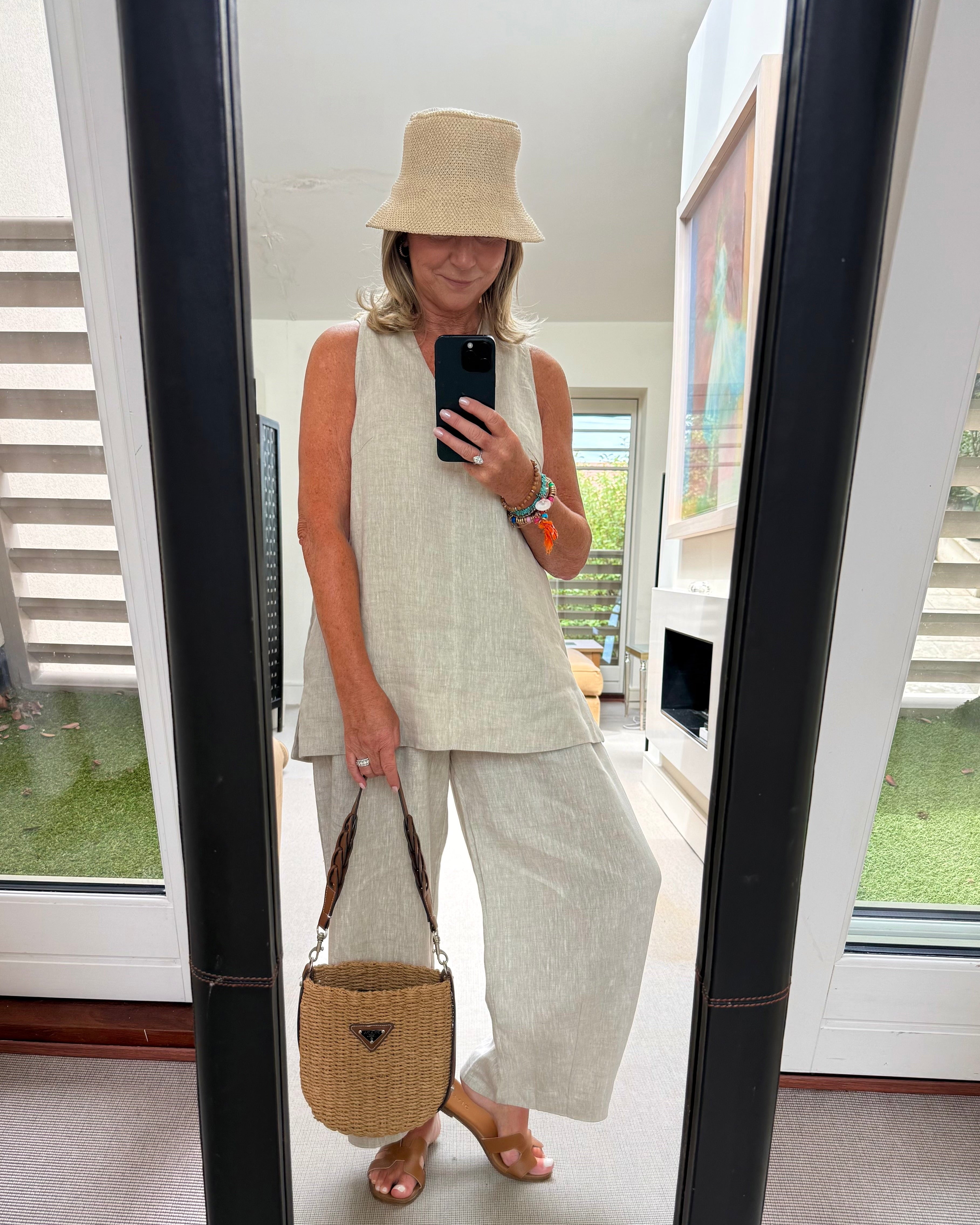 Diffusion by Kate Pants Frankie Pure Linen Wide-Leg Pants in Sand