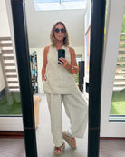 Diffusion by Kate Pants Frankie Pure Linen Wide-Leg Pants in Sand