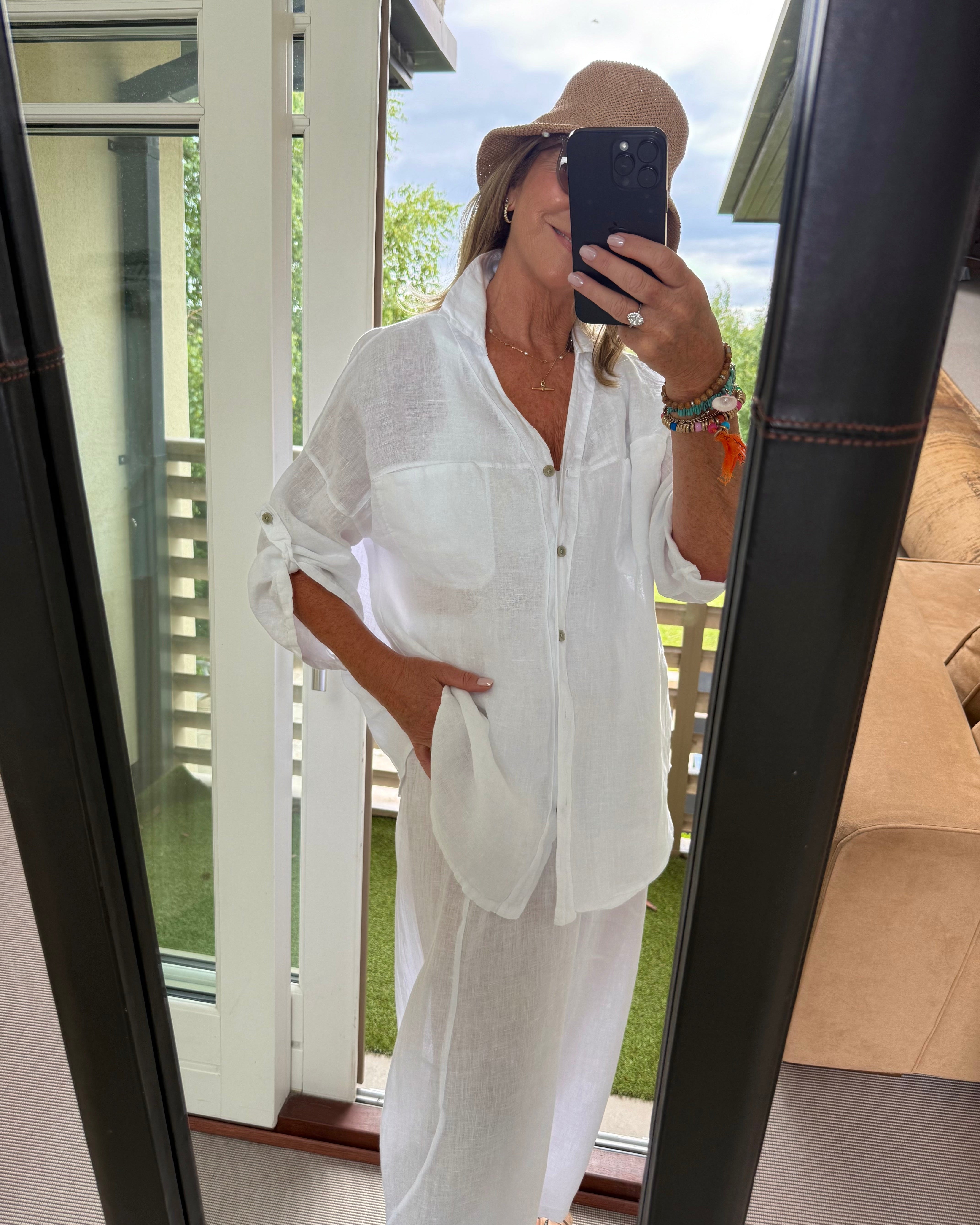 Diffusion by Kate Shirt One Size Becca Pure Linen Shirt In White