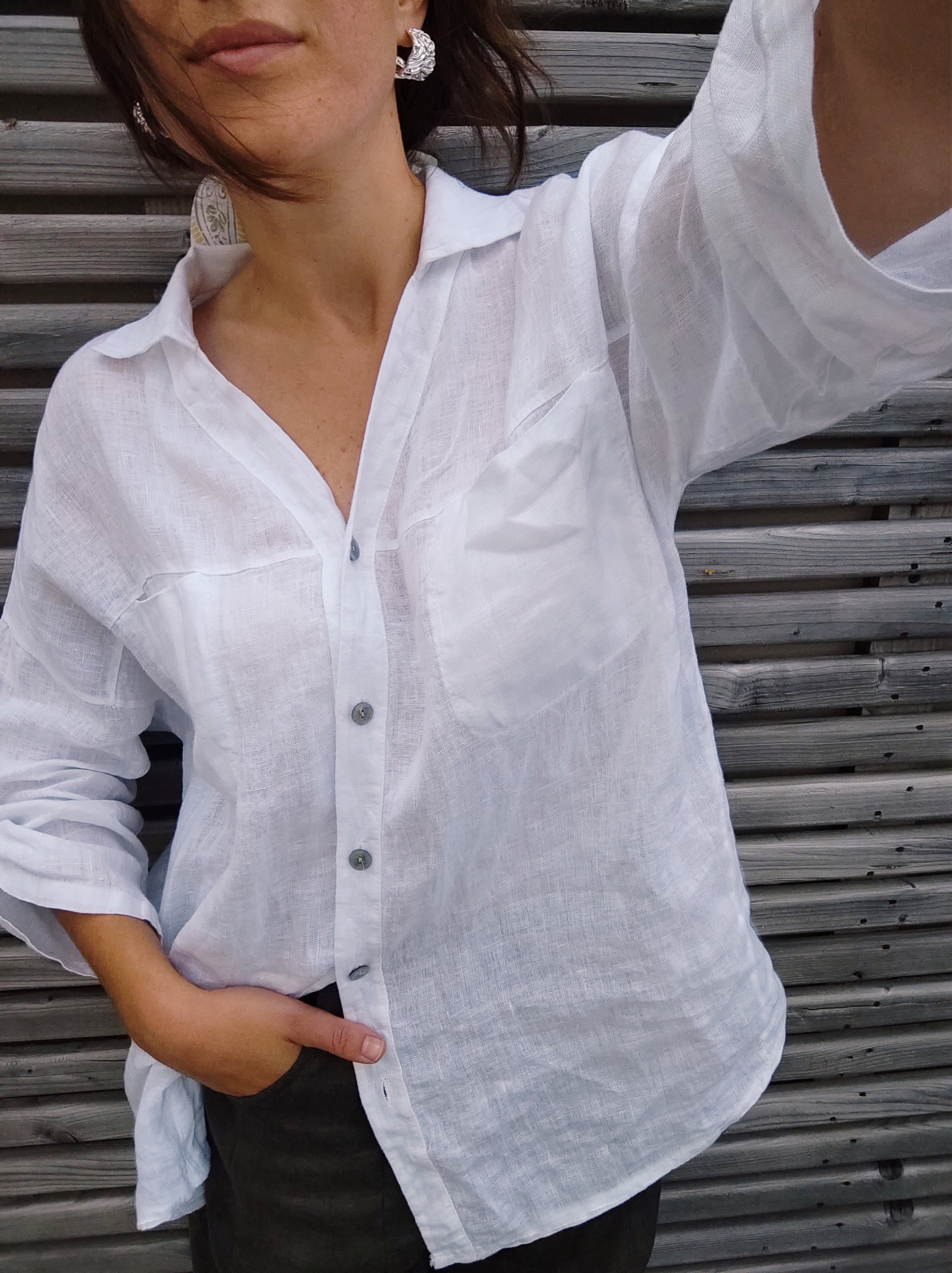Diffusion by Kate Shirt One Size Becca Pure Linen Shirt In White