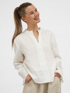 Diffusion by Kate Shirt Maggie Pure Linen Long Sleeve Shirt in Ecru