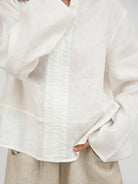 Diffusion by Kate Shirt Maggie Pure Linen Long Sleeve Shirt in Ecru