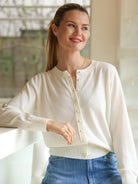 Diffusion by Kate Sweater One Size Ashley Cardigan in Cream