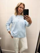 Diffusion by Kate Sweater One Size Pippa Cardigan in Baby Blue