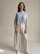 Diffusion by Kate Top One Size Lena Cotton/Linen Mix Long Sleeve Tee in Grey