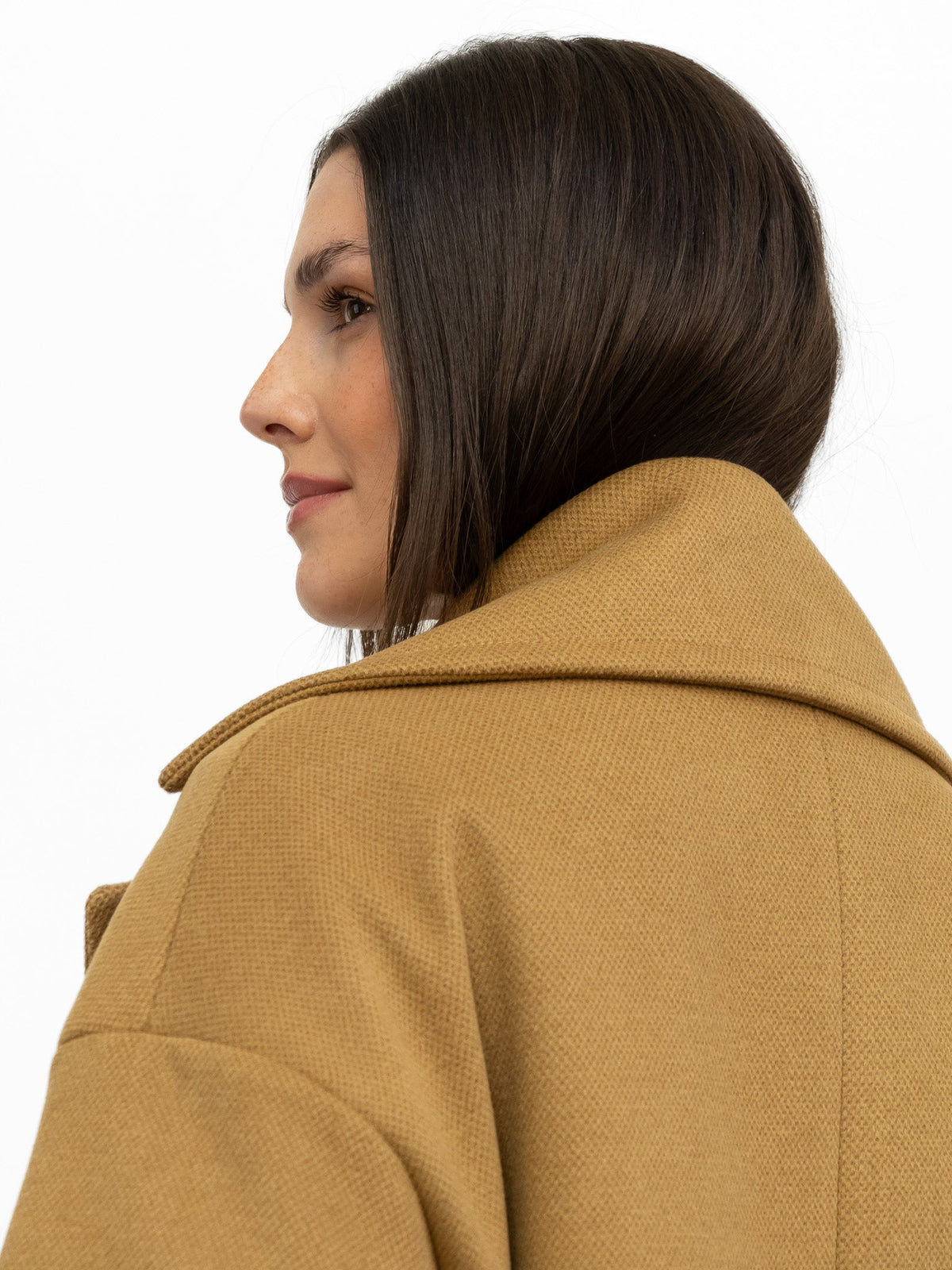 Italian Collection Coat One Size Garbo Classic Oversized Coat in Tobacco