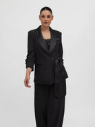 Italian Collection Jacket Blazer with side closure and satin-effect lapel in Black