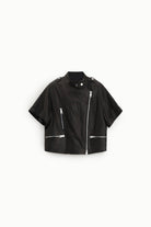 Italian Collection Jacket Cropped Leather Jacket In Black