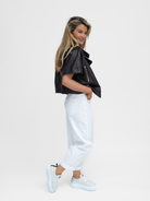 Italian Collection Jacket Cropped Leather Jacket In Black From The Italian Collection