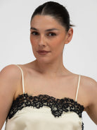 Italian Collection Top Lace Trim Camisole Top in Cream