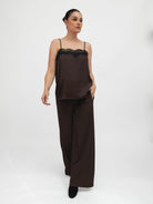 Italian Collection Trousers Palazzo Trousers High Waist Wide Leg in Chocolate Brown