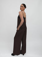 Italian Collection Trousers Palazzo Trousers High Waist Wide Leg in Chocolate Brown