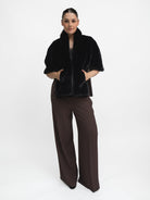La Haine Inside Us Cape One Size Faux Fur Cape in Black