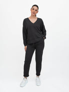 Majestic Filatures Sweater V Neck Long Sleeve Sweatshirt in Anthracite Heather