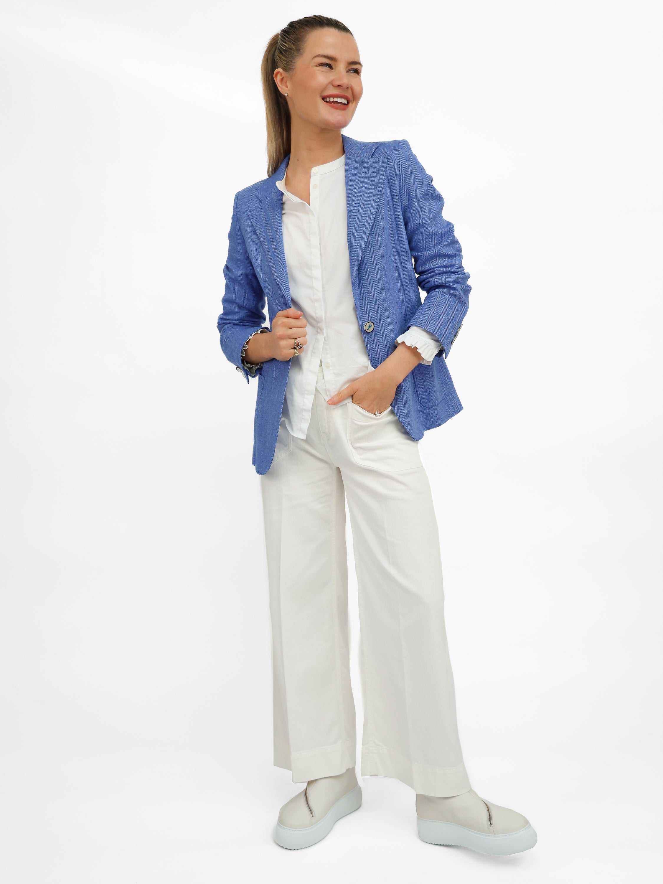 Raffaello Rossi Jeans Miru 6/8 Coloured Soft Denim in Off White