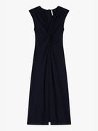 The Italian Collection Dress Knot Front Jersey Midi Dress In Black From The Italian Collection