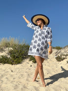 Vilagallo Dress White Toucan & Palm Tree Dress