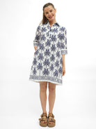 Vilagallo Dress White Toucan & Palm Tree Dress